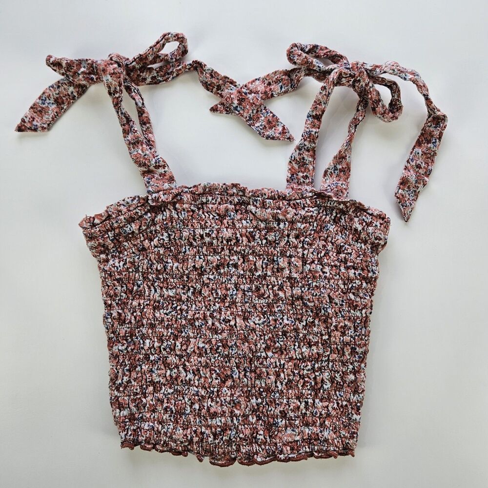 Abercrombie Fitch Y2K Smocked Cottagecore Tank Top Size XS Floral Coquette